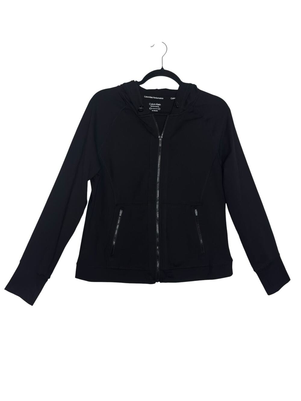 Black Calvin Klein Performance Stretch pants and zip-up sweatshirt set